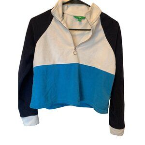 🌸3/$15🌸Blue Navy and White Color Block Pullover with 3/4 Zip sz Small